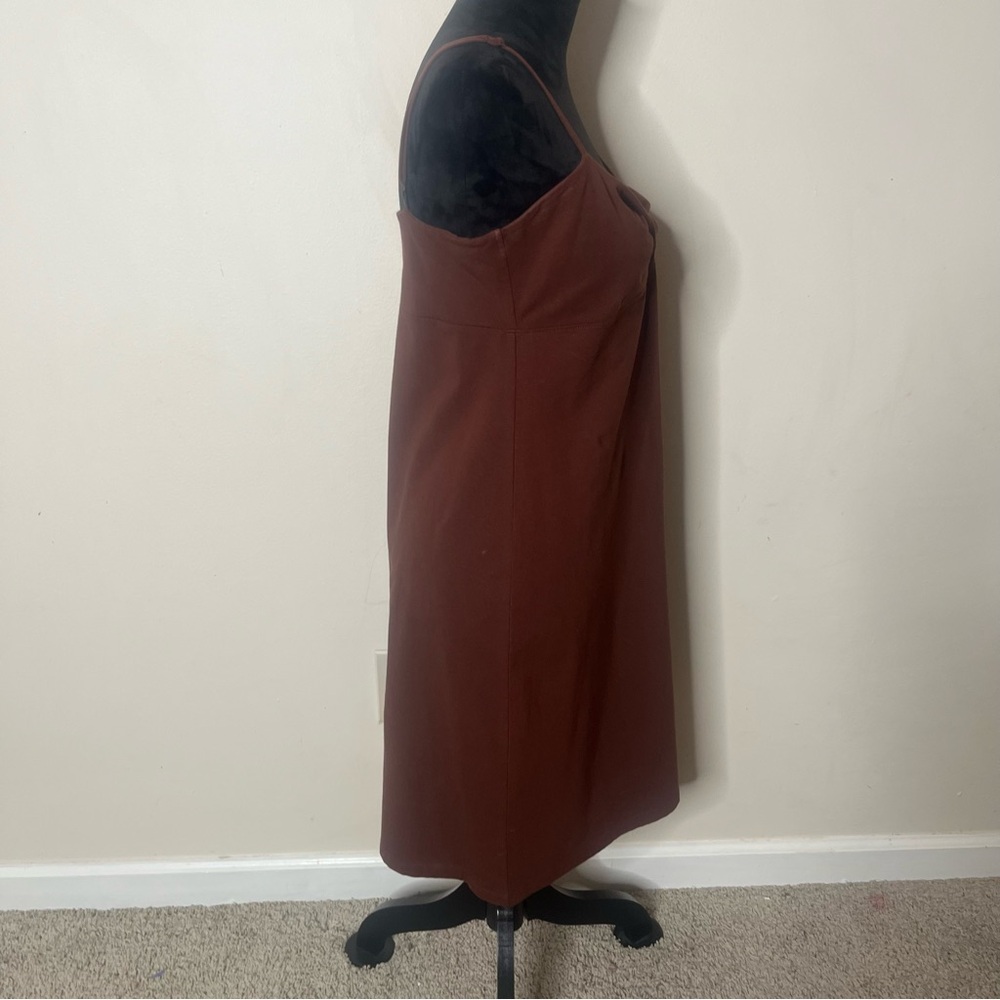 Ralph‎ Lauren Women’s Brown Spaghetti Strap Scoop Neck Jersey Knit Mini Dress L - Picture 4 of 8